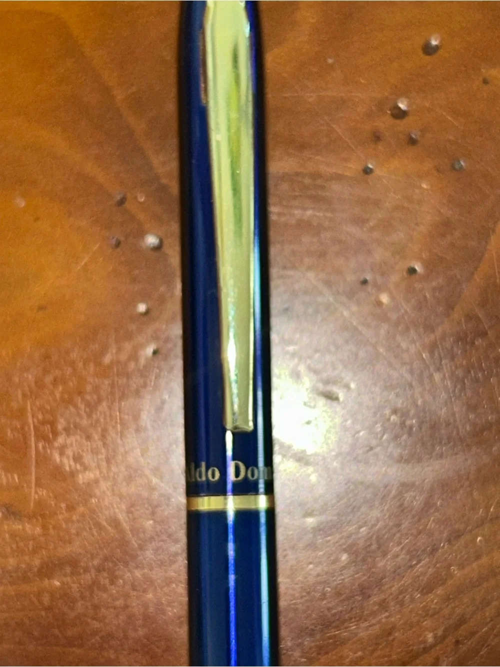 Aldo Domani Mini Blue and Gold Ballpoint Pen - Black ink